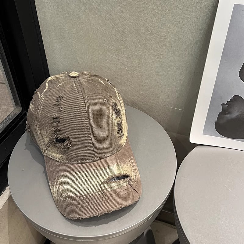Wholesale Big Head Ware Washed Old Hole Baseball Cap Women's  All-match Showing Face Small Men's Fashion